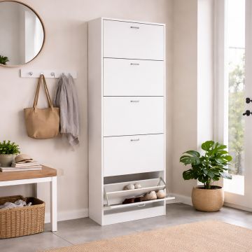 SCARPIERA 5 RIBALTE CM 63X24 H. 180 ROVERE SBIANCATO