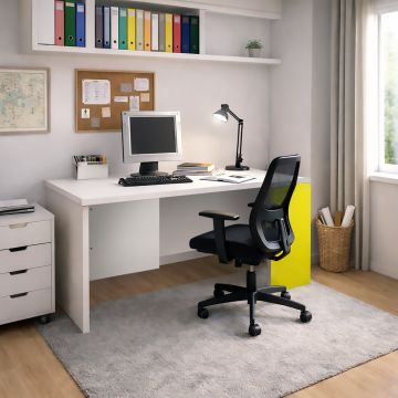 SCRIVANIA MOD. JOB CM 150X58 H. 75 BIANCO E PERA VERSIONE DESTRA