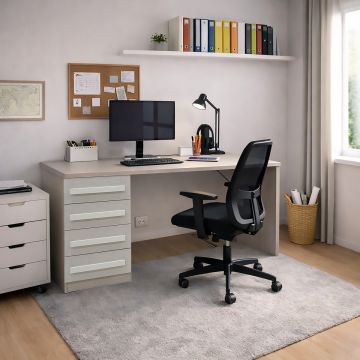 SCRIVANIA MOD.FLY CM 150X58 H.73.7 CENERE WOOD E CALCE