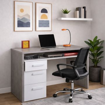 SCRIVANIA MOD. MIPIACE CM 110X60 H. 77 CEMENTO E LACCATO BIANCO 