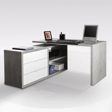 Scrivania stile industrial per ufficio e studio con 1 anta e cassetto,  Tavolo da computer, Scrittoio per lavoro, Made in Italy, cm 110x60h76,  colore Rovere e Antracite - DMORA - Idee regalo