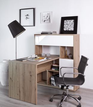 SCRIVANIA COLLEGIO CM 110 ROVERE ARTISAN E BIANCO LUCIDO