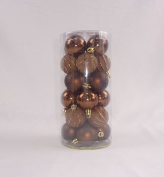 SET 24 PALLINE IN PLASTICA DIAM. 4CM MARRONE 