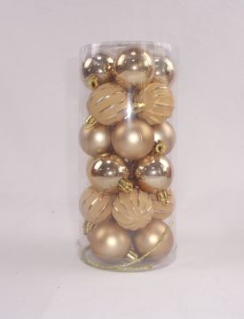 SET 24 PALLINE IN PLASTICA DIAM. 4CM CHAMPAGNE 