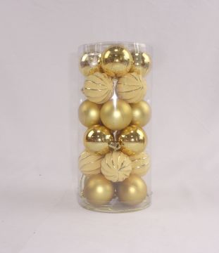 SET 24 PALLINE IN PLASTICA DIAM. 4CM ORO