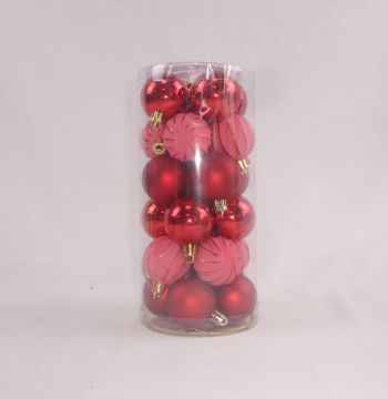 SET 24 PALLINE IN PLASTICA DIAM. 4CM ROSSO 