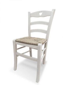 SEDIA COLORE ANILINA BIANCA E PAGLIA CM 44X44 E H 88