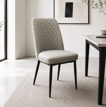 SEDIA MOD. TUFI METALLO NERO E MICROFIBRA GRIGIO CHIARO