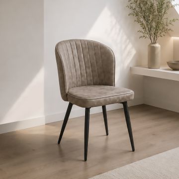 SEDIA MOD. RUBY IN METALLO NERO E TESSUTO VINTAGE TORTORA