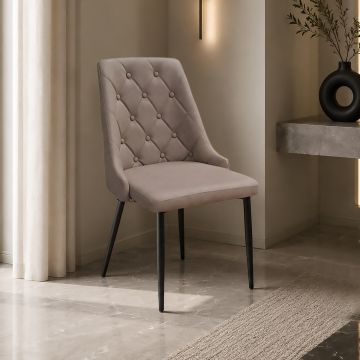 SEDIA MOD. JANET IN METALLO NERO E PU VINTAGE TORTORA