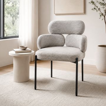SEDIA MOD. ALMA IN METALLO NERO E TESSUTO TAUPE