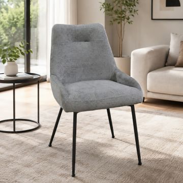 SEDIA MOD. BELLA IN METALLO NERO E TESSUTO GRIGIO