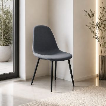 SEDIA MOD. TIKY IN METALLO NERO E TESSUTO ANTRACITE