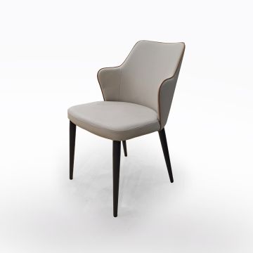 SEDIA IN METALLO NERO ED ECOPELLE TAUPE 