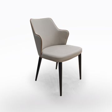 SEDIA IN METALLO NERO ED ECOPELLE TAUPE 