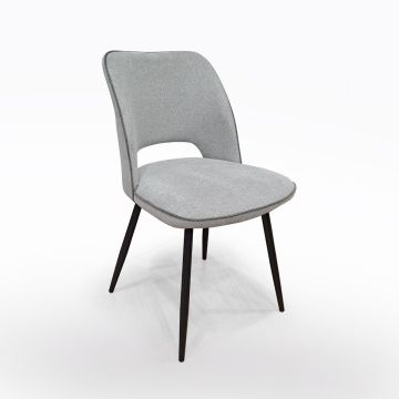 SEDIA MOD. ADELE IN METALLO NERO E TESSUTO CEMENTO