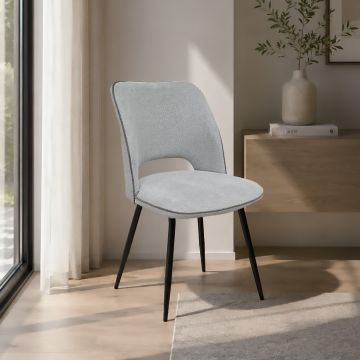 SEDIA MOD. ADELE IN METALLO NERO E TESSUTO CEMENTO