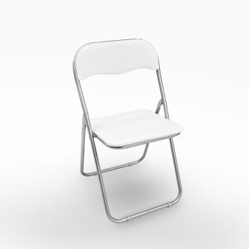 SEDIA PIEGHEVOLE POLO19 BIANCA STR. METALLO  GRIGIO  CM43X47 H.79.5