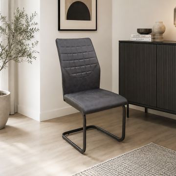 SEDIA MOD. ALYSSA METALLO NERO E TESSUTO VINTAGE GRIGIO