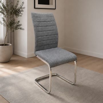 SEDIA MOD. SANDY METALLO CROMATO E TESSUTO GRIGIO