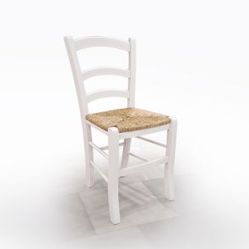 SEDIA MOD. VENEZIA IN LEGNO BIANCO CON FONDELLO IN PAGLIA