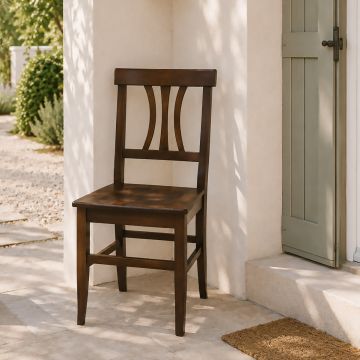 SEDIA MOD. ARTE POVERA SEDILE LEGNO TINTA NOCE