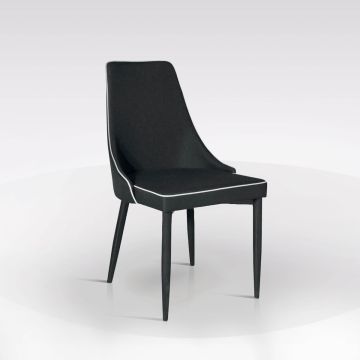 POLTRONCINA IN TESSUTO NERO CON BORDINO IN ECOPELLE BIANCA