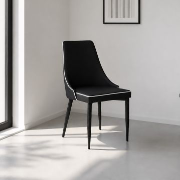 POLTRONCINA IN TESSUTO NERO CON BORDINO IN ECOPELLE BIANCA