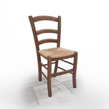 SEDIA MOD. VENEZIA IN LEGNO NOCE CON FONDELLO IN PAGLIA