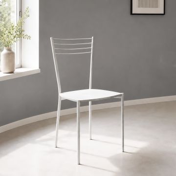 SEDIA MOD.LUNA METALLO BIANCO C/FONDELLO BIANCO LARICE