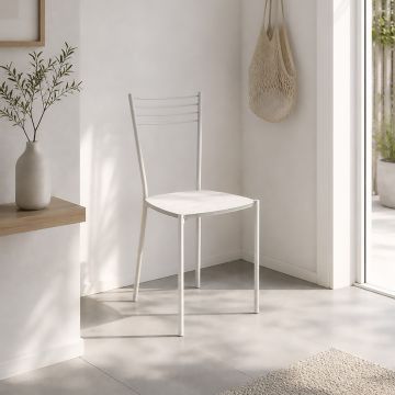 SEDIA MOD.LUNA METALLO BIANCO C/FONDELLO QUERCIA BIANCO