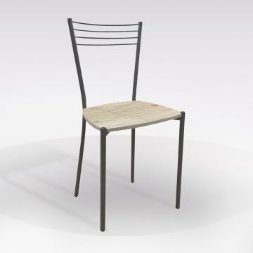 SEDIA MOD.LUNA METALLO PIOMBO C/FONDELLO ROVERE CRUDO