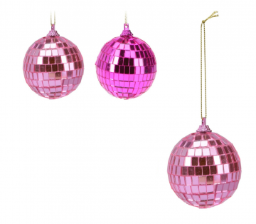 PENDENTE SFERA A SPECCHIO IN PLASTICA FUCSIA/ROSA DIAM. 6CM ASS.