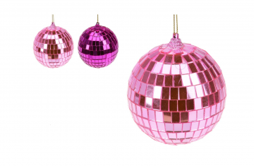 PENDENTE SFERA SPECCHIO IN PLASTICA FUCSIA/ROSA DIAM. 8CM ASS.