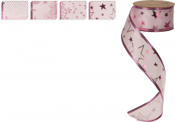 NASTRO ROSA CON DECORI 38MMX270CM ASSORTITO