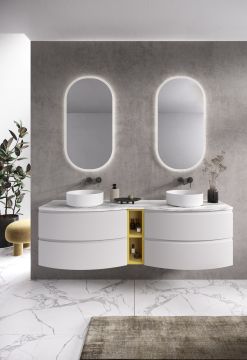 BAGNO COMPLETO MOD. SFERA BIANCO OPACO E GIALLO OPACO