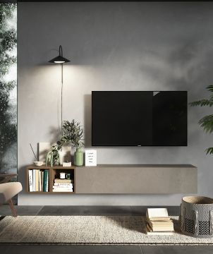 BASE SOGGIORNO PORTA TV MOD. INFINITY 2.0 ARGILLA/MERCURE