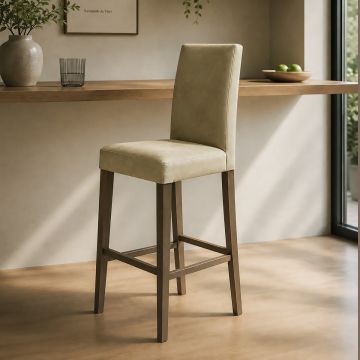 SGABELLO ALTO MOD. DENVER IN TESSUTO VINTAGE BEIGE