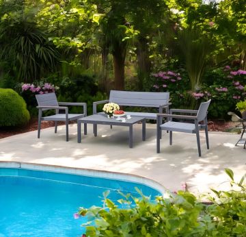 SALOTTO DA ESTERNO ALLUMINIO E TEXTILENE GRIGIO