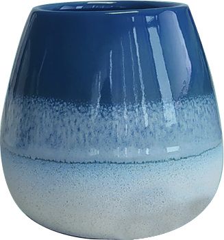 LINEA SHEJLA - BICCHIERE PORTASPAZZOLINI IN CERAMICA DEGRADE' BLU 10X10CM