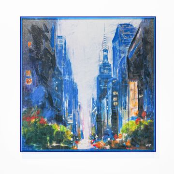 QUADRO TELA CITY CON CORNICE IN ACRILICO BLU 85X85CM SP 5CM