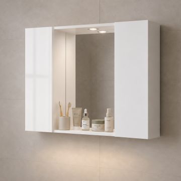 SPECCHIERA CM 80 CON FARETTO LED BIANCO LUCIDO