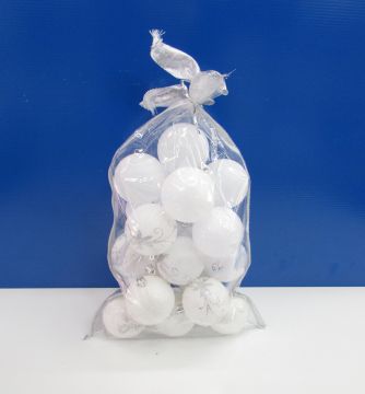 SACCHETTO 20 PEZZI PALLINE 6 CM BIANCO