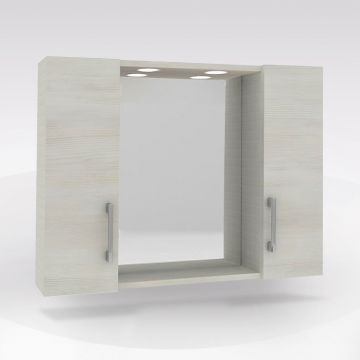 SPECCHIERA 2 PENSILI ROVERE BIANCO C/LUCI LED