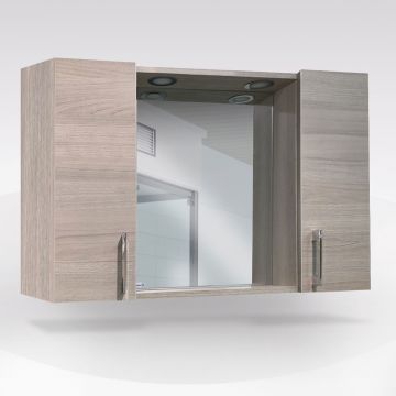 SPECCHIERA 2 PENSILI ROVERE GRIGIO CON LUCI LED