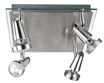FARETTO 4 LUCI MIAMI NIKEL CROMATO 26X14,5CM - 4XGU10 5W 2700K 400lm