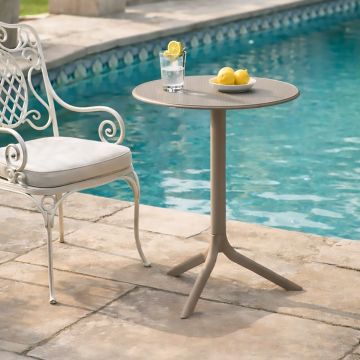 NARDI OUTDOOR - TAVOLO DA ESTERNO STEP DIAM. CM 60,5 IN POLIPROPILENE TORTORA