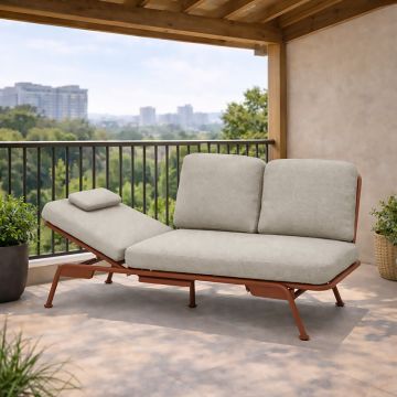 DIVANO DA ESTERNO MULTIFUNZIONE SUNSET METALLO TERRACOTTA