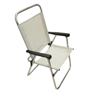 SEDIA PIEGHEVOLE IN ALLUMINIO E TEXTILENE GRIGIO CHIARO