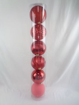 SET 6 PALLINE IN PLASTICA DIAM. 15CM ROSSO 
